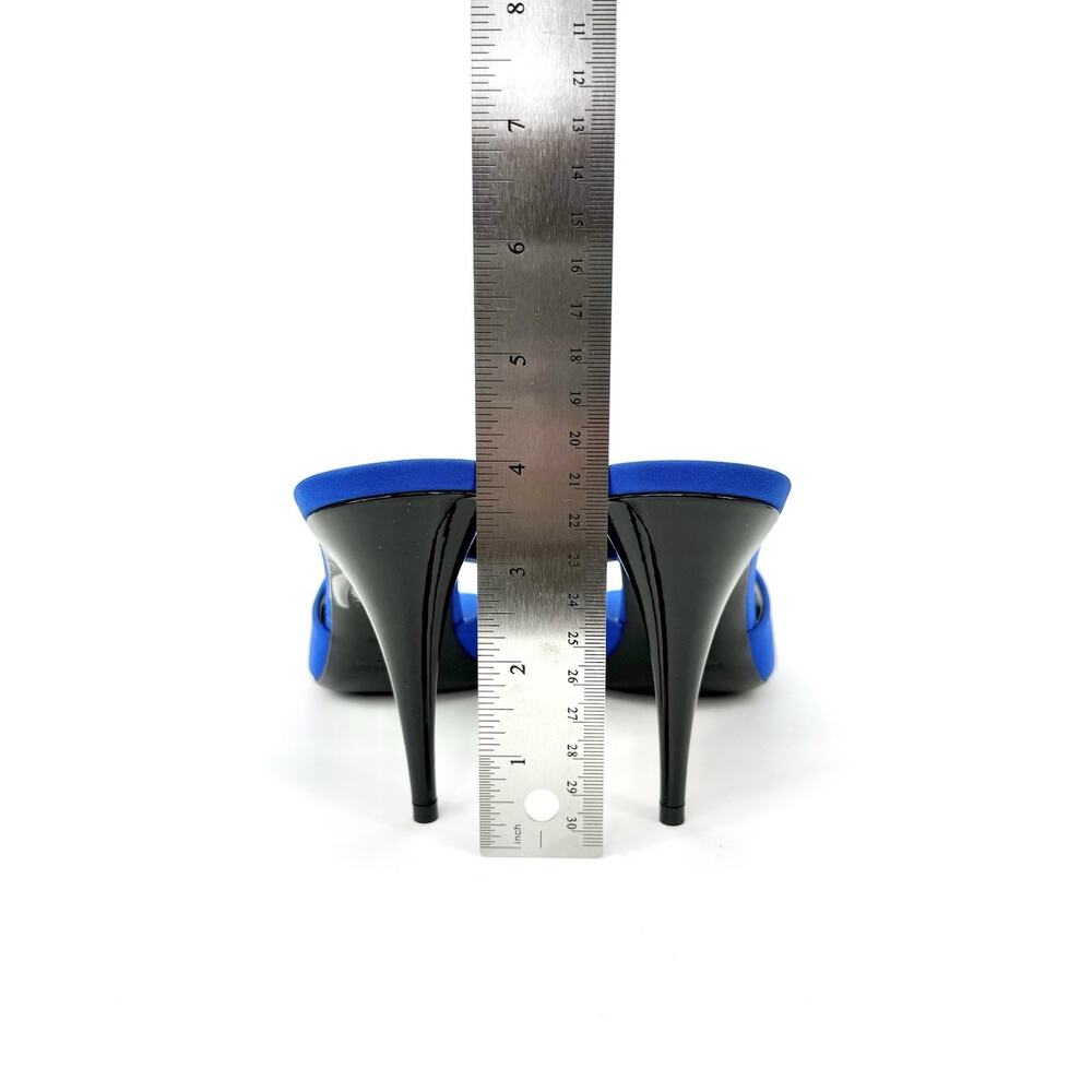 NIB Saint Laurent LA 16 Sandals EU 38 US 8 Mules Royal Blue Silk Open Toe - Picture 10 of 12